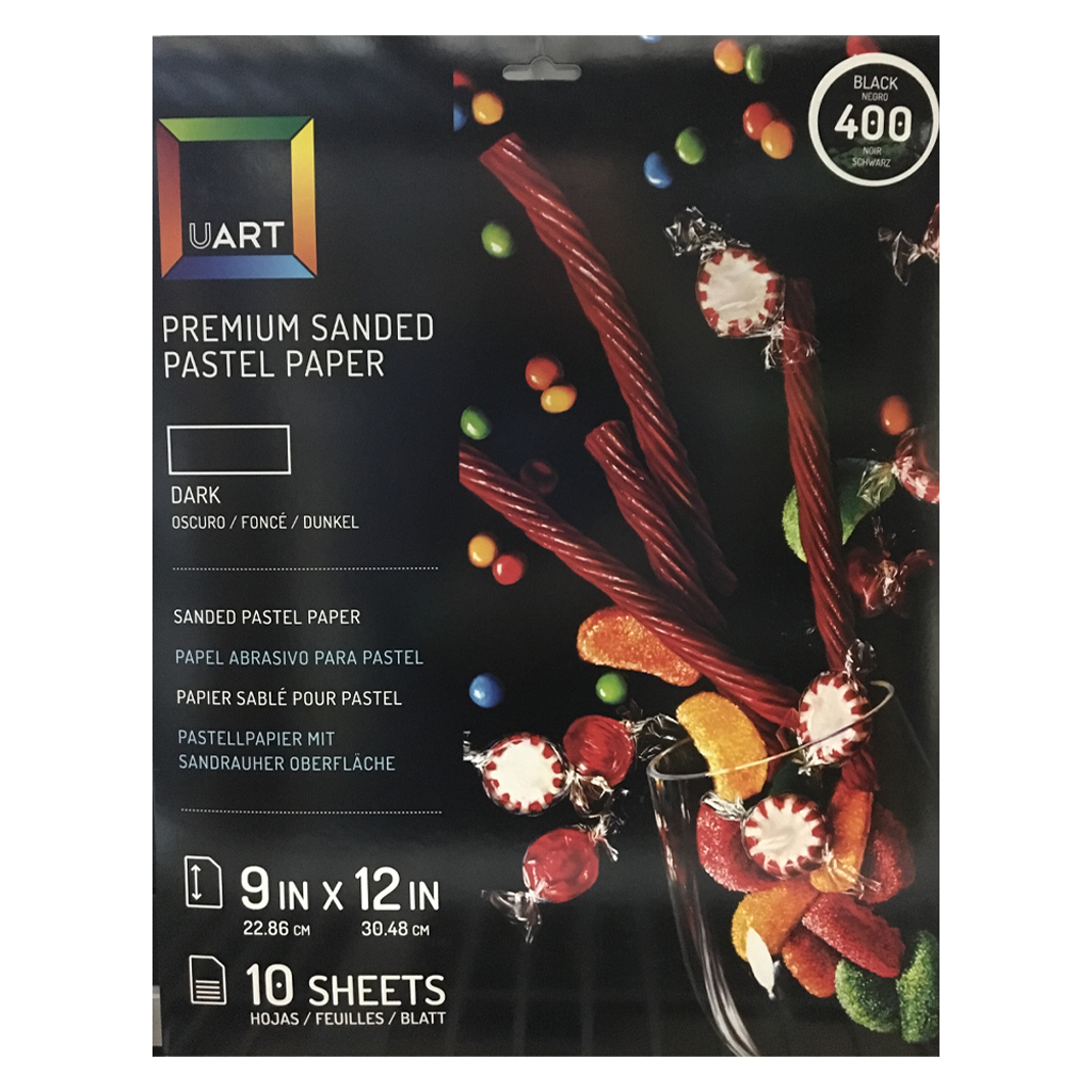 UArt Sanded Pastel Paper Pad - 400 Grit, 9'' x 12'', 10 Sheets, Dark